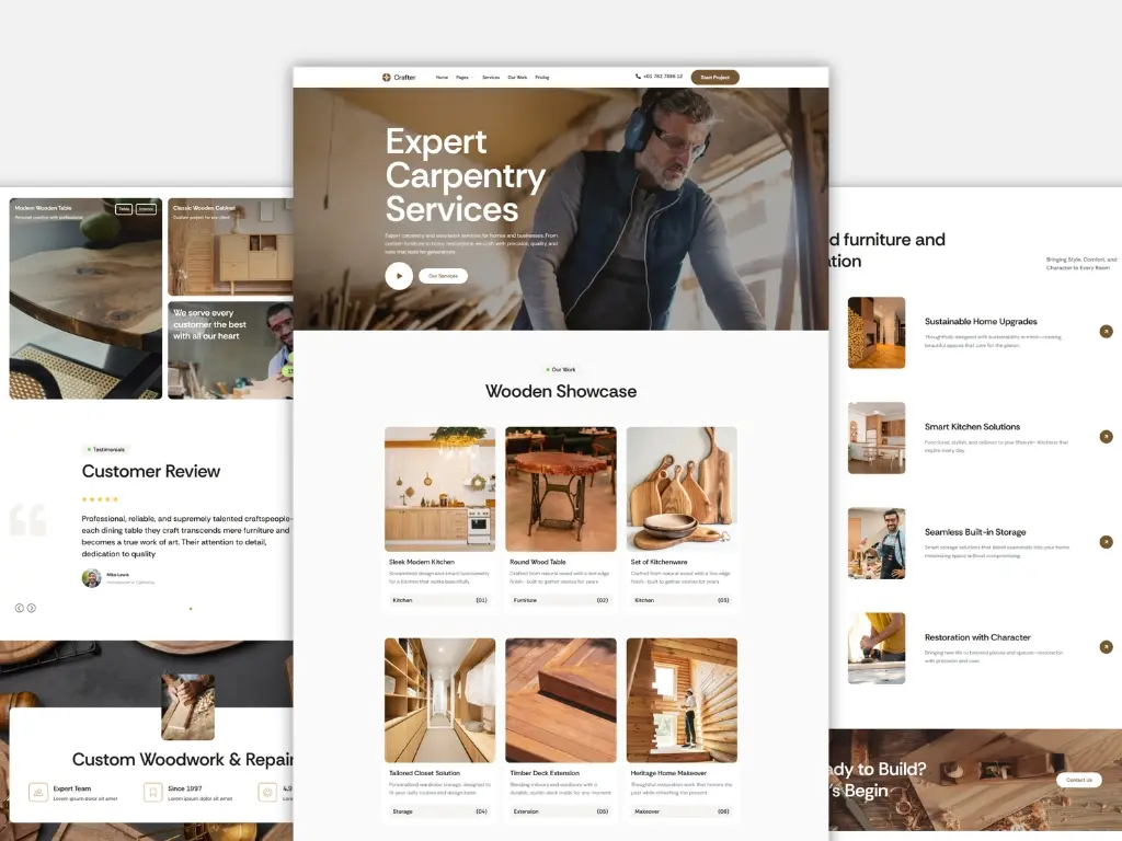 website jasa carpentry profesional company profile bisnis