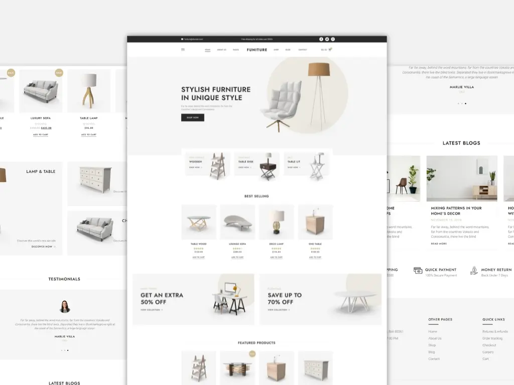 website toko online furniture profesional ecommerce modern